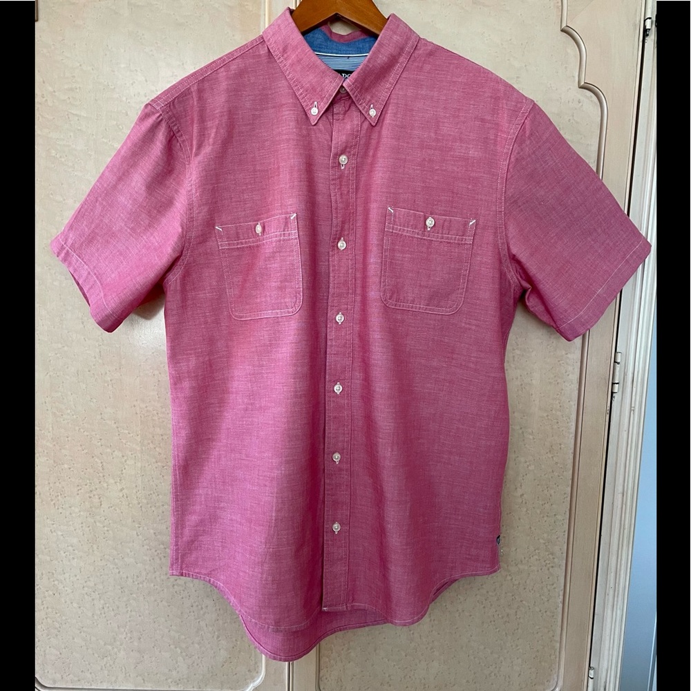 Chaps Go Untucked Men’s Short Sleeve Button Down Shirt, Large, Coral